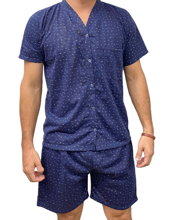 Pijama Hombre Pantaloneta Ref 352 Azul