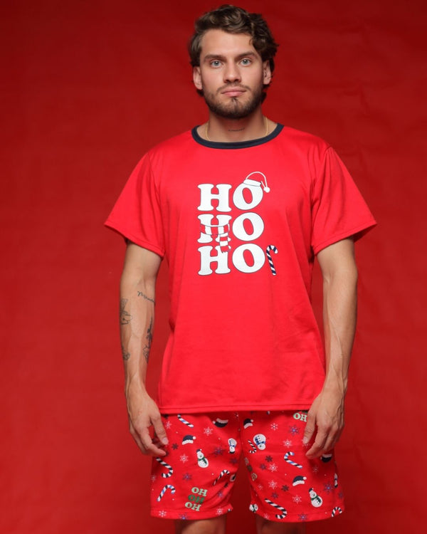 Pijama Navidad Pantaloneta Hombre Ref 358 Rojo