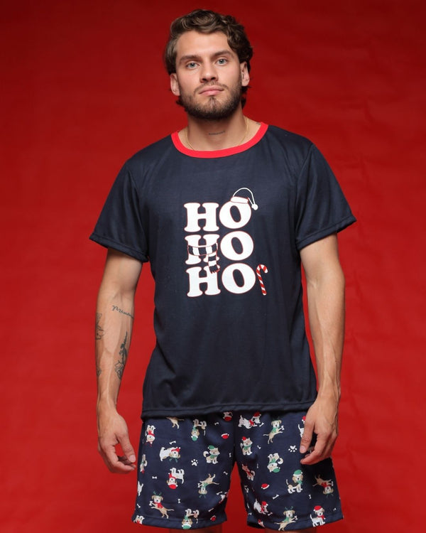 Pijama Navidad Pantaloneta Hombre Ref 358 Azul